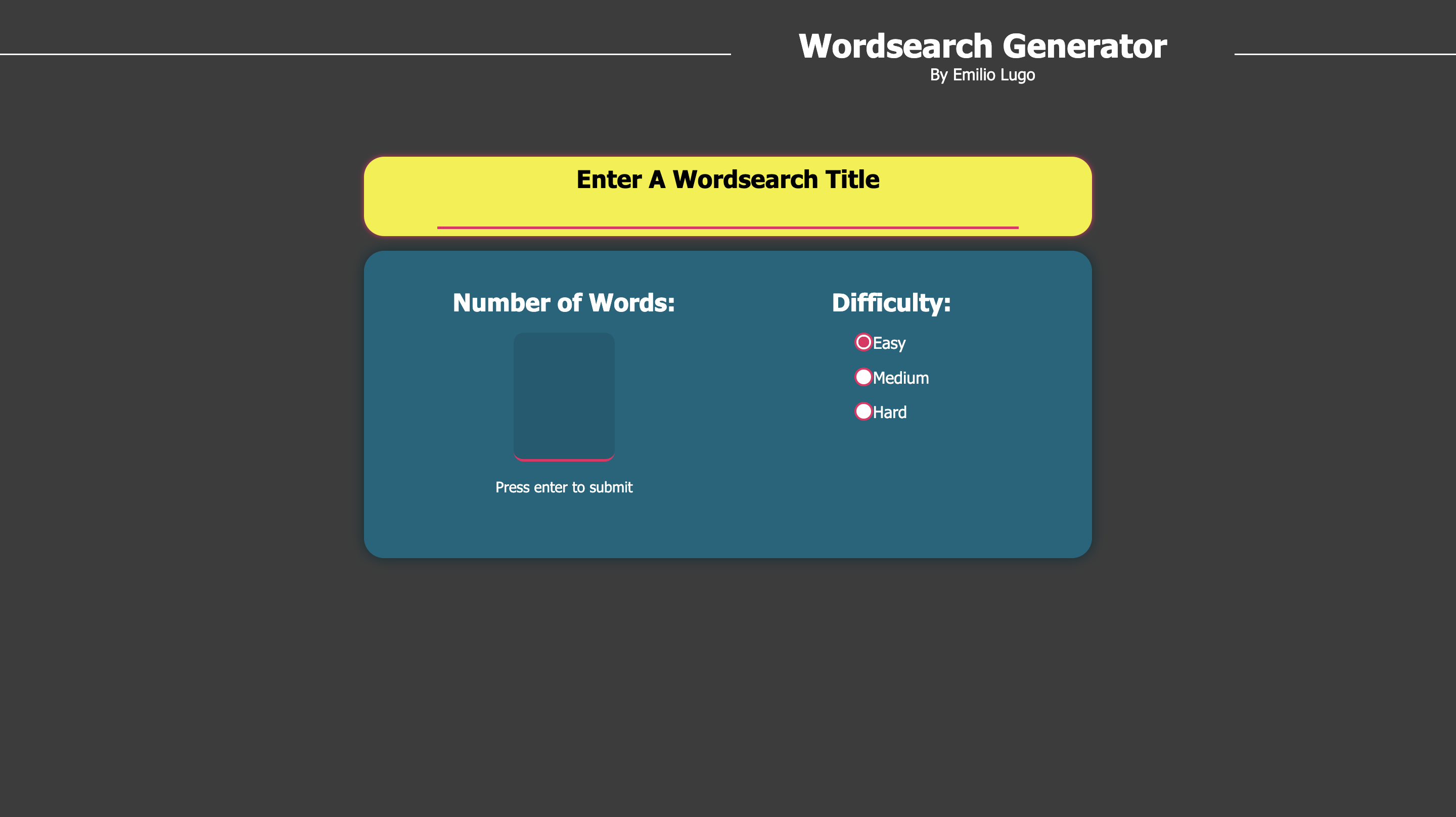 Word Search Generator Homepage